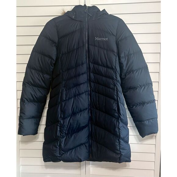 Marmot Women’s Montreal Down Coat Navy Blue Small NWT - Picture 5 of 10